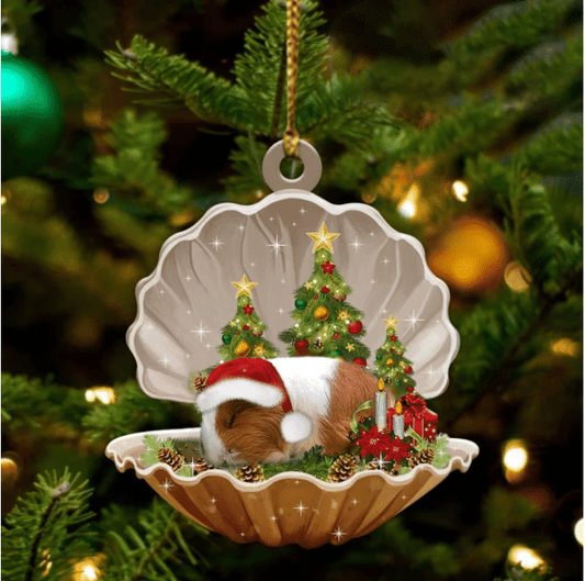 Guinea Pig3 Sleeping in Pearl Dog Christmas Ornament Flat Acrylic OO2659