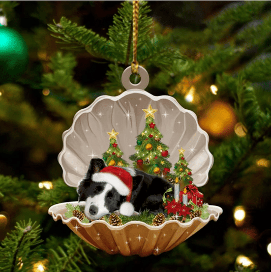 Border Collie Sleeping in Pearl Dog Christmas Ornament Flat Acrylic OO2643
