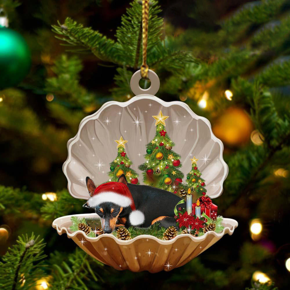 Miniature Pinscher Sleeping in Pearl Dog Christmas Ornament Flat Acrylic OO2638