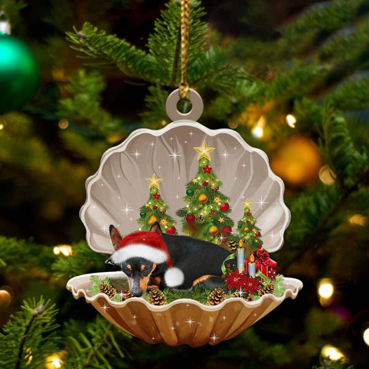 Miniature Pinscher Sleeping in Pearl Dog Christmas Ornament Flat Acrylic OO2638