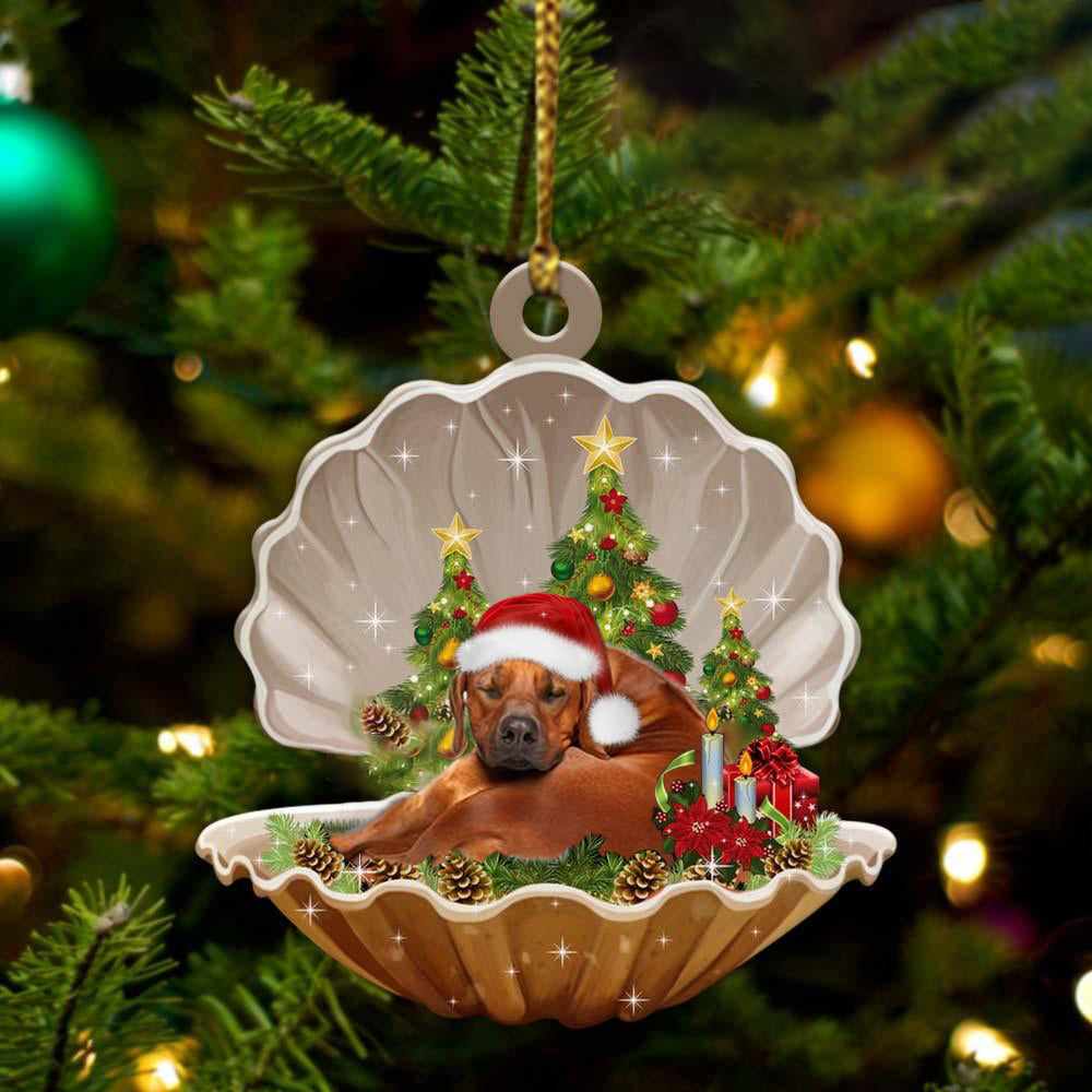 Rhodesian Ridgeback3 Sleeping in Pearl Dog Christmas Ornament Flat Acrylic OO2617