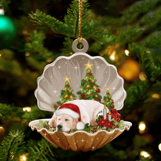 Golden Retriever3 Sleeping in Pearl Dog Christmas Ornament Flat Acrylic OO2626