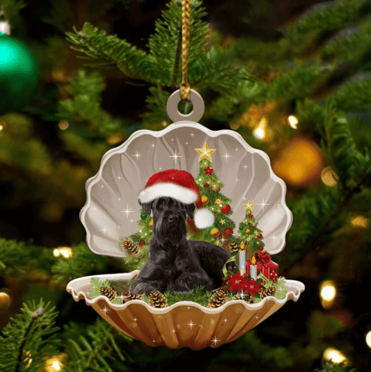 Black Schnauzer Sleeping in Pearl Dog Christmas Ornament Flat Acrylic OO2623