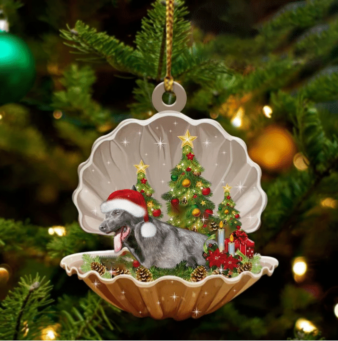 Blue German Shepherd Sleeping in Pearl Dog Christmas Ornament Flat Acrylic OO2615