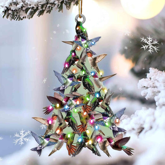 Hummingbird Christmas Tree Shaped Ornament For Hummingbird Lover Custom Acrylic Ornament OO2610