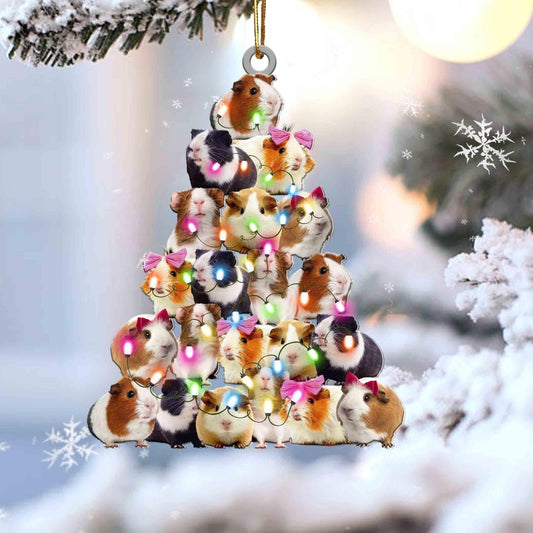 Guinea Pig Christmas Tree Shaped Ornament For Guinea Pig Lovers Flat Acrylic Ornament OO2602