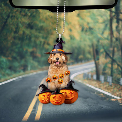 Labradoodle Halloween Pumpkin Scary Car Ornament OO1311
