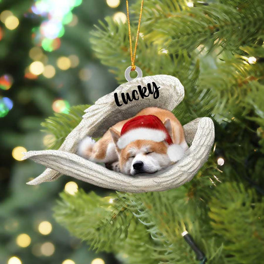 Akita Inu Sleeping Angel Christmas Flat Acrylic Dog Ornament Memorial Dog Gift OO2590