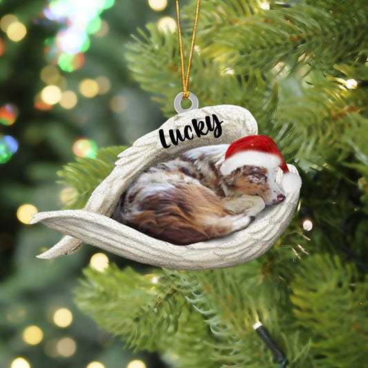 Australian Shepherd Sleeping Angel Christmas Flat Acrylic Dog Ornament Memorial Dog Gift OO2585