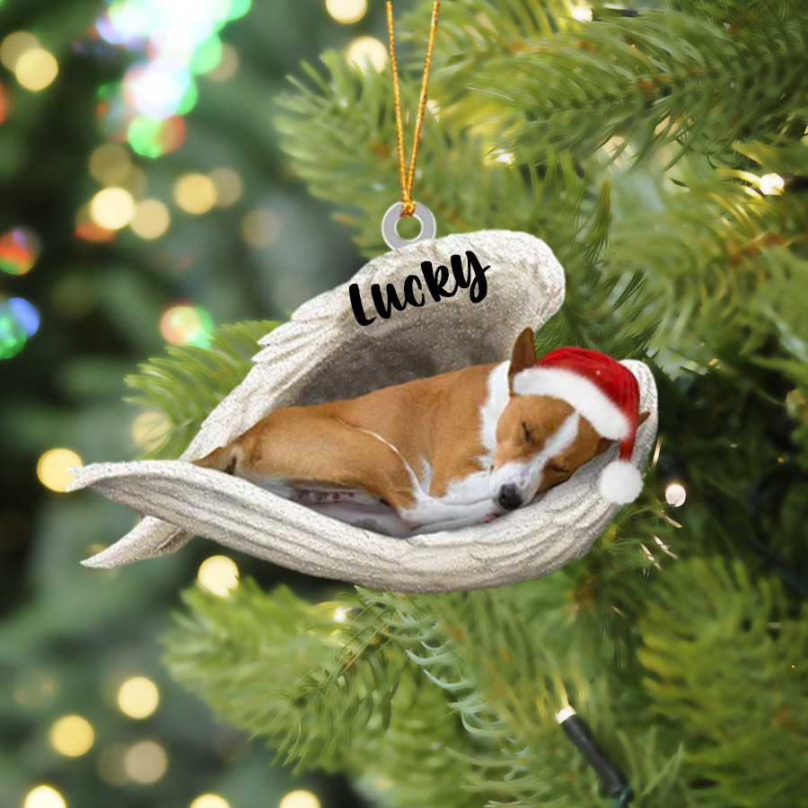 Basenji Sleeping Angel Christmas Flat Acrylic Dog Ornament Memorial Dog Gift OO2584