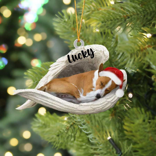 Basenji Sleeping Angel Christmas Flat Acrylic Dog Ornament Memorial Dog Gift OO2584