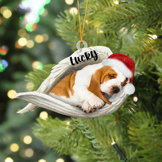 Basset Hound Sleeping Angel Christmas Flat Acrylic Dog Ornament Memorial Dog Gift OO2583
