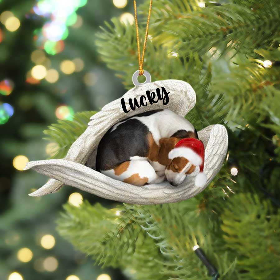 Beagle Sleeping Angel Christmas Flat Acrylic Dog Ornament Memorial Dog Gift OO2582