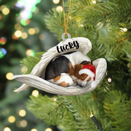 Beagle Sleeping Angel Christmas Flat Acrylic Dog Ornament Memorial Dog Gift OO2582