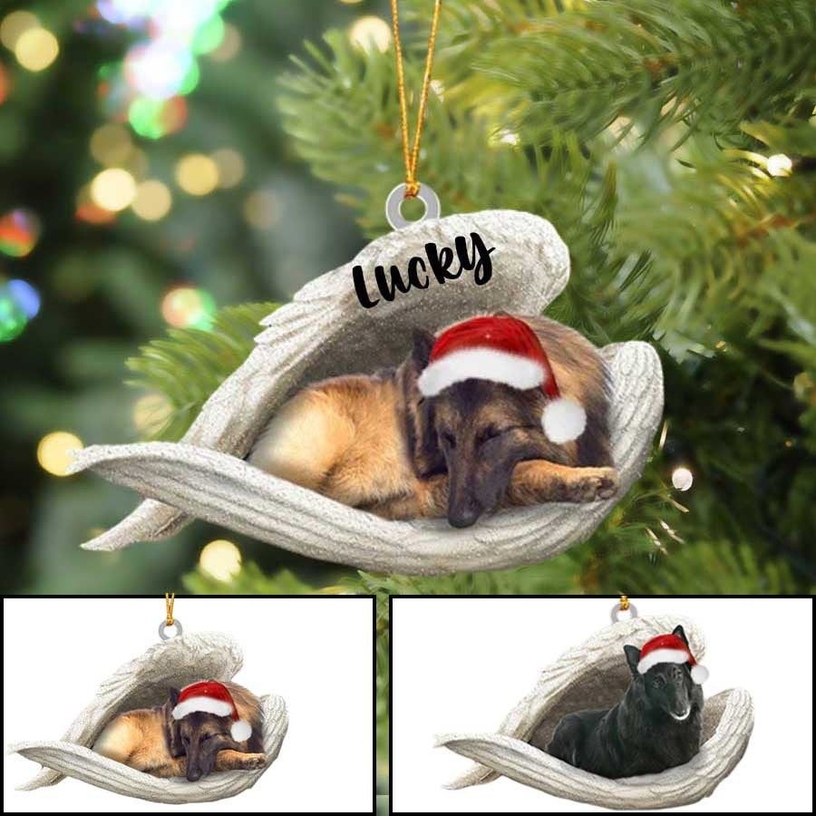Belgian Shepherd Sleeping Angel Christmas Flat Acrylic Dog Ornament Memorial Dog Gift OO2578