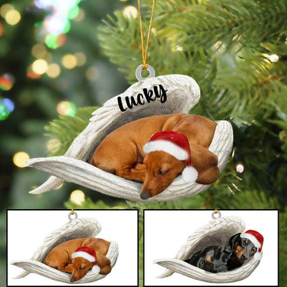 Dachshund Sleeping Angel Christmas Flat Acrylic Dog Ornament Memorial Dog Gift OO2575