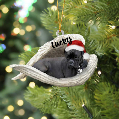 Custom Boxer Sleeping Angel Christmas Flat Acrylic Dog Ornament Memorial Dog Gift OO2573