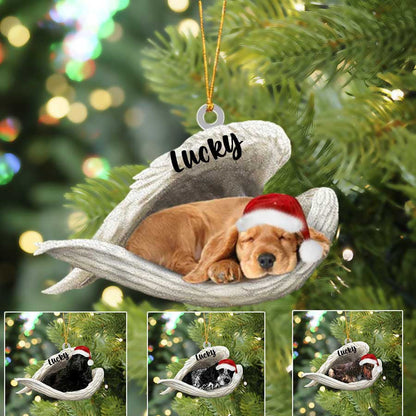 Custom Cocker Spaniel Sleeping Angel Christmas Flat Acrylic Dog Ornament Memorial Dog Gift OO2570