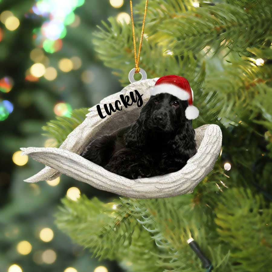 Custom Blue Roan Cocker Spaniel Sleeping Angel Christmas Flat Acrylic Dog Ornament Memorial Dog Gift OO2568