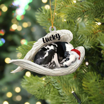Custom Fawn Great Dane Sleeping Angel Christmas Flat Acrylic Dog Ornament Memorial Dog Gift OO2567