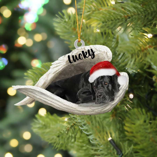 Custom Black Great Dane Sleeping Angel Christmas Flat Acrylic Dog Ornament Memorial Dog Gift OO2566
