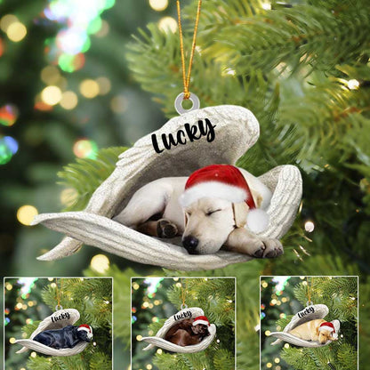 Custom Labrador Retriever Sleeping Angel Christmas Flat Acrylic Dog Ornament Memorial Dog Gift OO2565