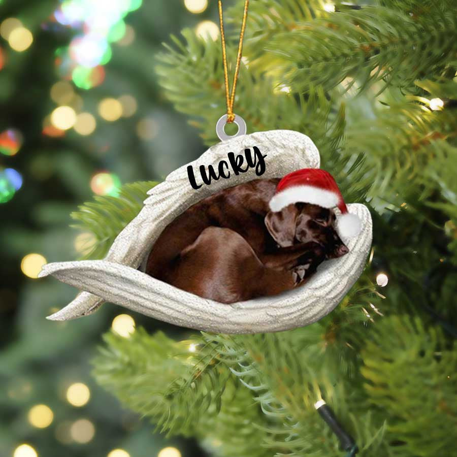 Custom Labrador Retriever Sleeping Angel Christmas Flat Acrylic Dog Ornament Memorial Dog Gift OO2565