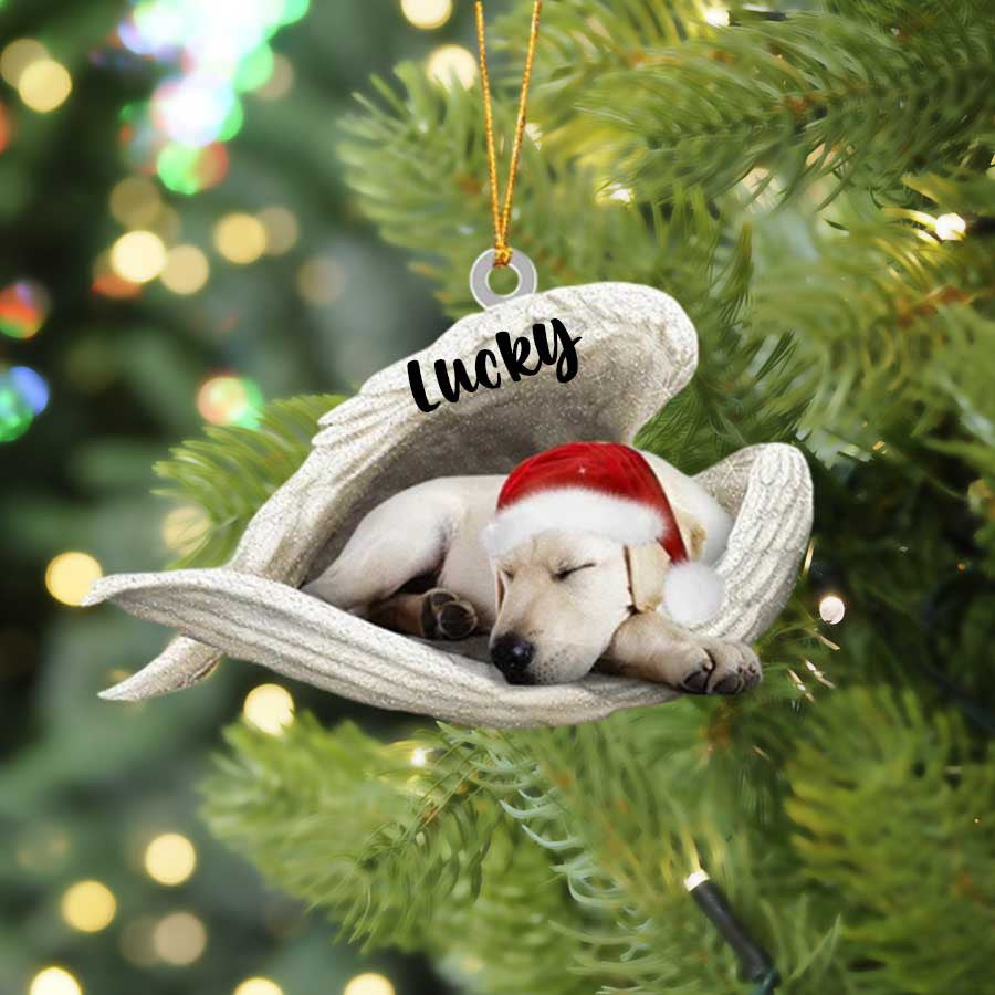 Custom Labrador Retriever Sleeping Angel Christmas Flat Acrylic Dog Ornament Memorial Dog Gift OO2565