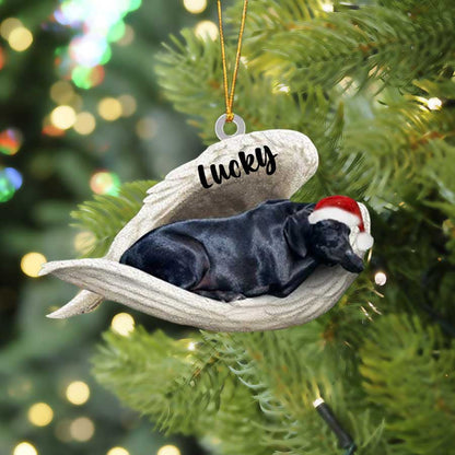 Personalized Black Labrador Sleeping Angel Christmas Flat Acrylic Dog Ornament Memorial Dog Gift OO2563