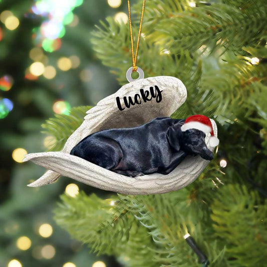 Personalized Black Labrador Sleeping Angel Christmas Flat Acrylic Dog Ornament Memorial Dog Gift OO2563
