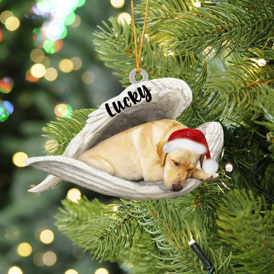 Personalized Chocolate Labrador Sleeping Angel Christmas Flat Acrylic Dog Ornament Memorial Dog Gift OO2562