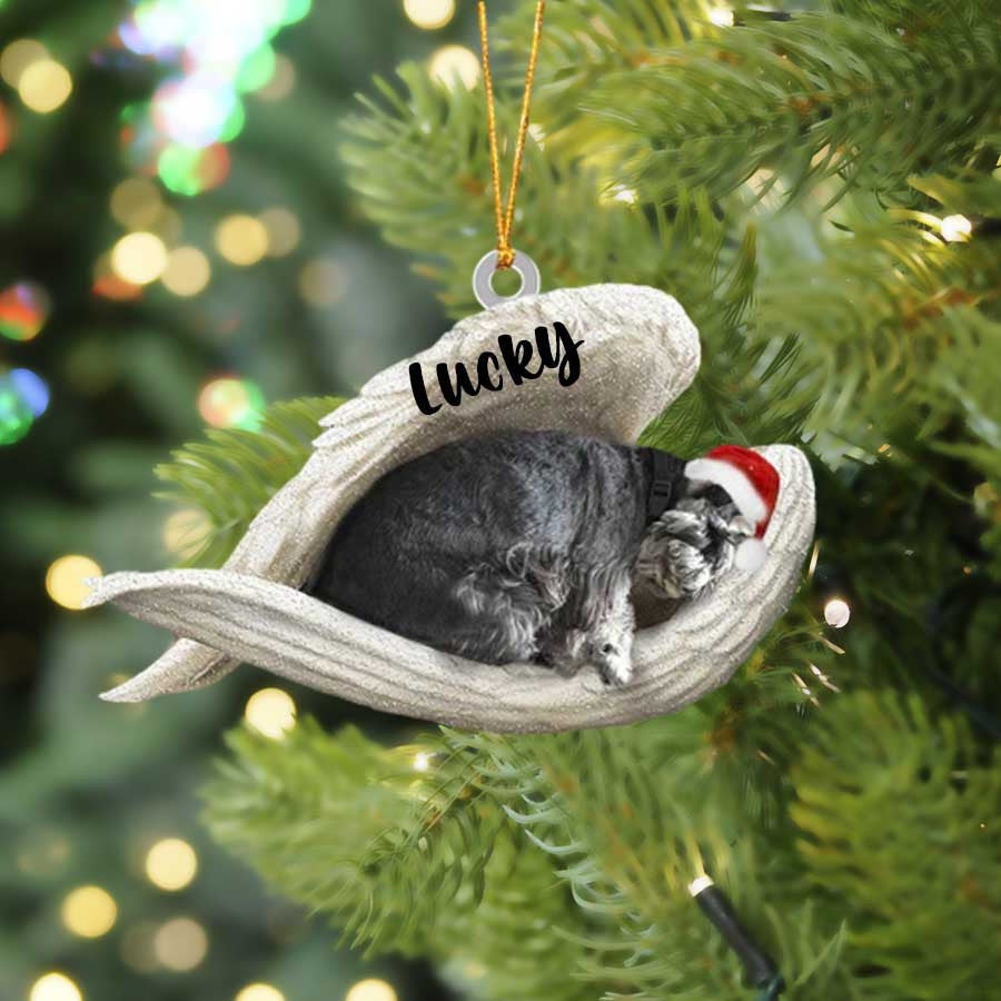 Personalized Standard Schnauzer Sleeping Angel Christmas Flat Acrylic Dog Ornament Memorial Dog Gift OO2561