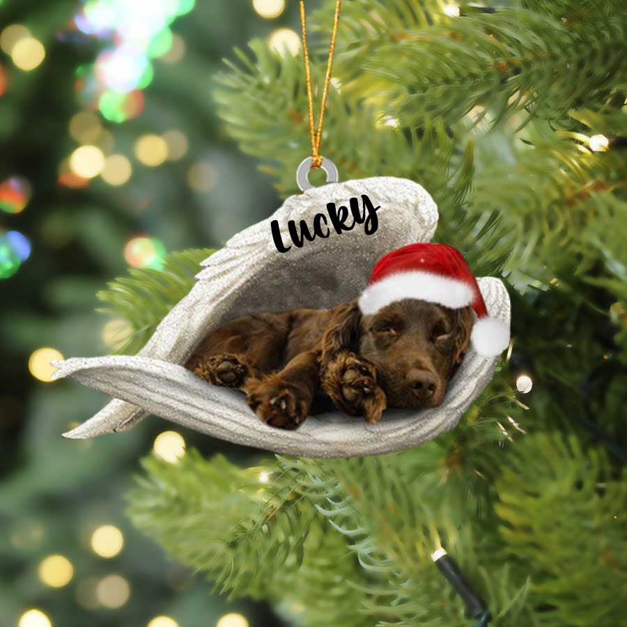 Personalized Boykin Spaniel Sleeping Angel Christmas Flat Acrylic Dog Ornament Memorial Dog Gift OO2553