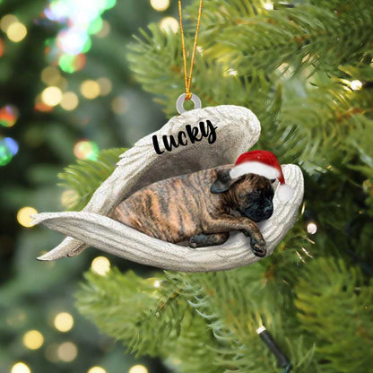 Personalized Brindle Boxer Sleeping Angel Christmas Flat Acrylic Dog Ornament Memorial Dog Gift OO2552
