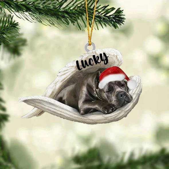 Personalized Cane Corso Sleeping Angel Christmas Flat Acrylic Dog Ornament Memorial Dog Gift OO2545