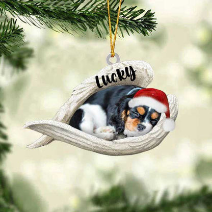 Custom Cavalier King Charles Spaniel Sleeping Angel Christmas Flat Acrylic Dog Ornament Memorial Dog Gift OO2544