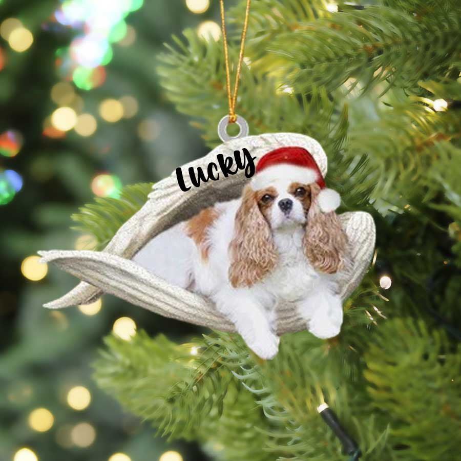 Custom Cavalier King Charles Spaniel Sleeping Angel Christmas Flat Acrylic Dog Ornament Memorial Dog Gift OO2544