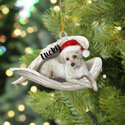 Personalized Chinese Crested Sleeping Angel Christmas Flat Acrylic Dog Ornament Memorial Dog Gift OO2543