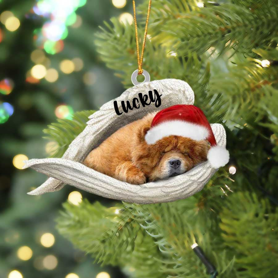 Personalized Chow Chow Sleeping Angel Christmas Flat Acrylic Dog Ornament Memorial Dog Gift OO2542