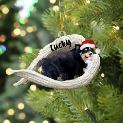 Personalized Corgi Sleeping Angel Christmas Flat Acrylic Dog Ornament Memorial Dog Gift OO2540