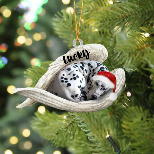 Personalized Dalmatian Sleeping Angel Christmas Flat Acrylic Dog Ornament Memorial Dog Gift OO2539
