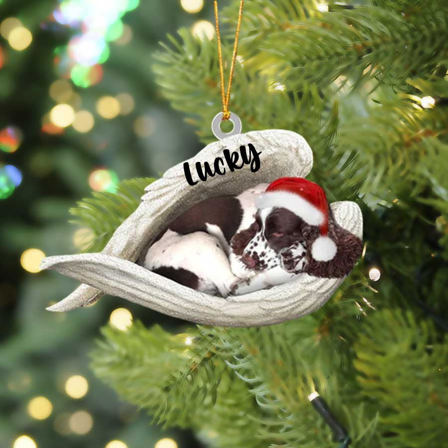 Personalized English Springer Spaniel Sleeping Angel Christmas Flat Acrylic Dog Ornament Memorial Dog Gift OO2531