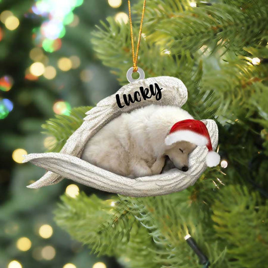 Personalized Eskimo Sleeping Angel Christmas Flat Acrylic Dog Ornament Memorial Dog Gift OO2530