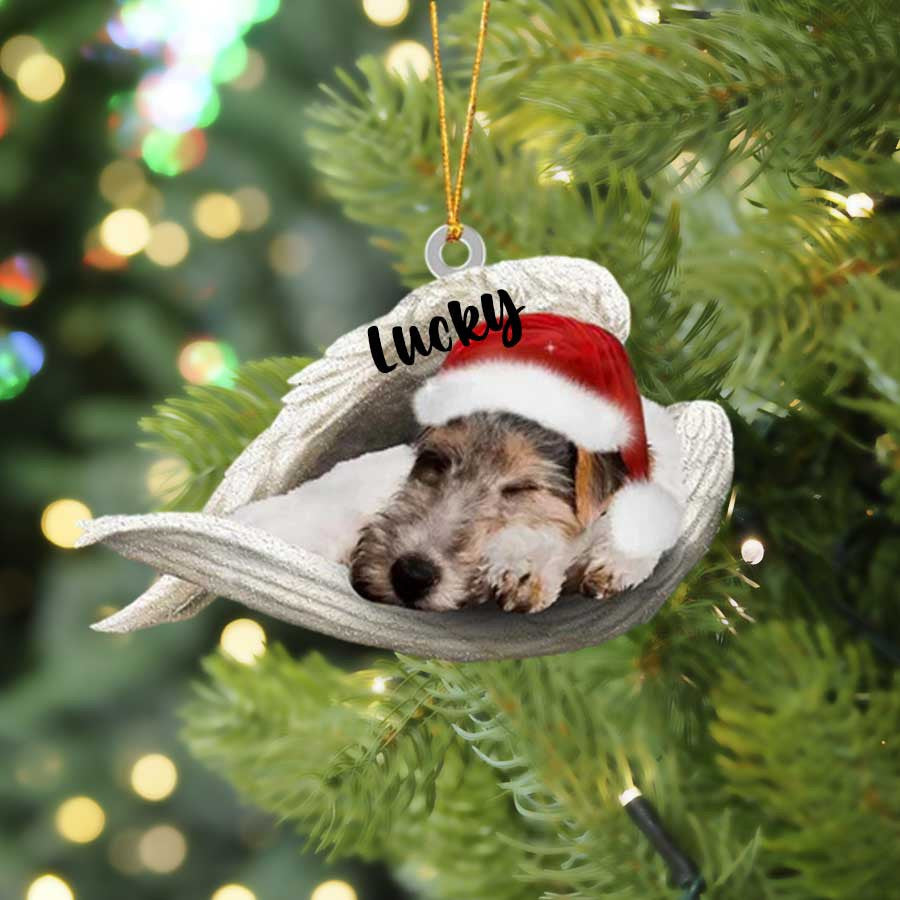 Personalized Fox Terrier Sleeping Angel Christmas Flat Acrylic Dog Ornament Memorial Dog Gift OO2528