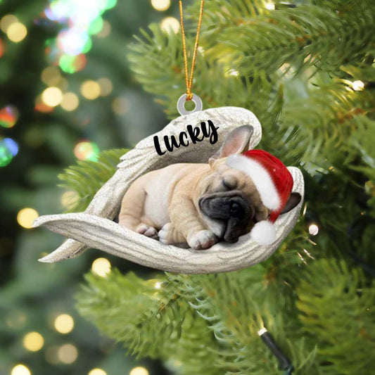 Personalized French Bulldog Sleeping Angel Christmas Flat Acrylic Dog Ornament Memorial Dog Gift OO2527