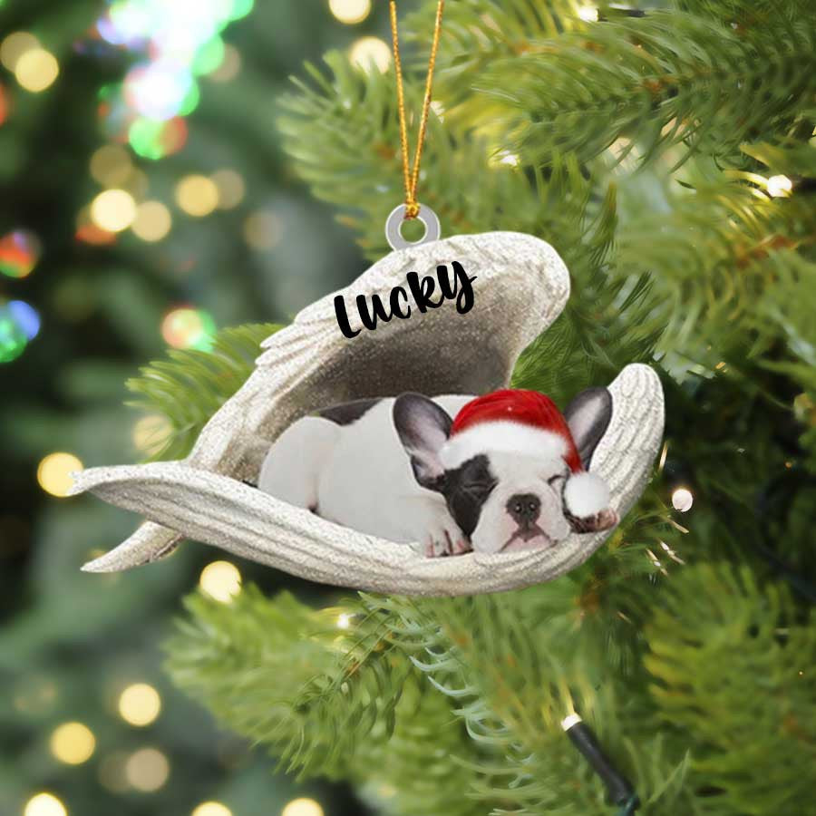 Personalized French Bulldog Sleeping Angel Christmas Flat Acrylic Dog Ornament Memorial Dog Gift OO2527