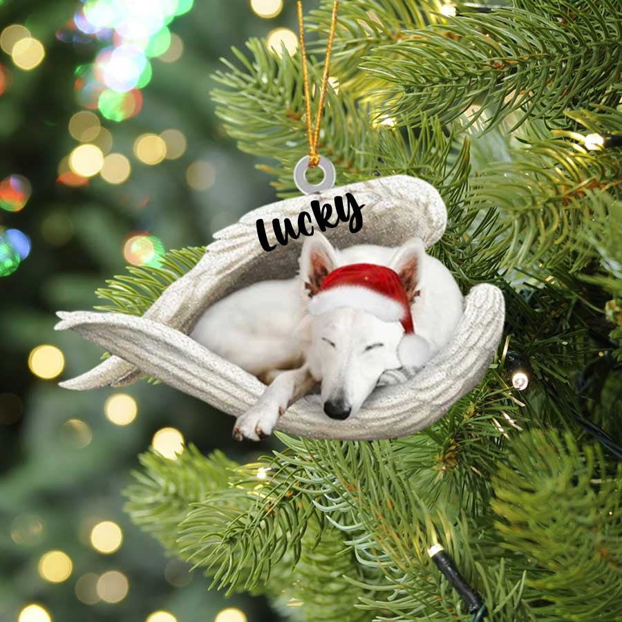 Personalized German Shepherd Sleeping Angel Christmas Flat Acrylic Dog Ornament Memorial Dog Gift OO2526