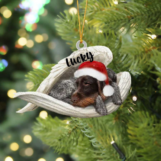 Personalized German Wirehaired Pointer Sleeping Angel Christmas Flat Acrylic Dog Ornament Memorial Dog Gift OO2523