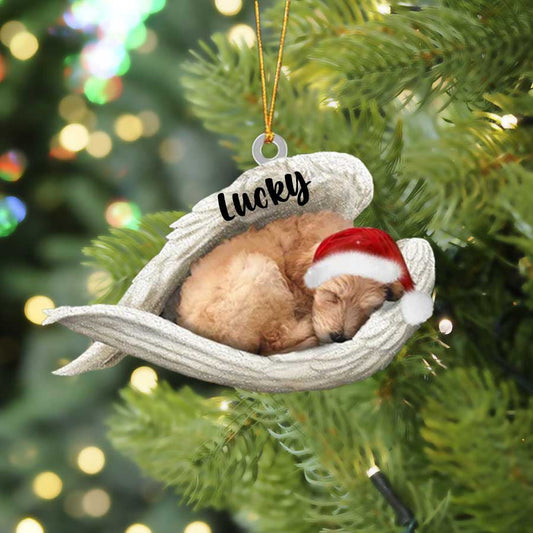Personalized Goldendoodle Sleeping Angel Christmas Flat Acrylic Dog Ornament Memorial Dog Gift OO2521