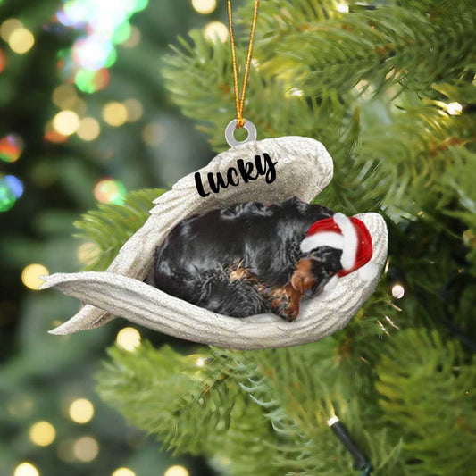 Personalized Gordon Setter Sleeping Angel Christmas Flat Acrylic Dog Ornament Memorial Dog Gift OO2520